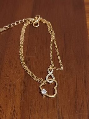 Gold Tone Heart & Infinity Pendant Bracelet - Women Jewelry
